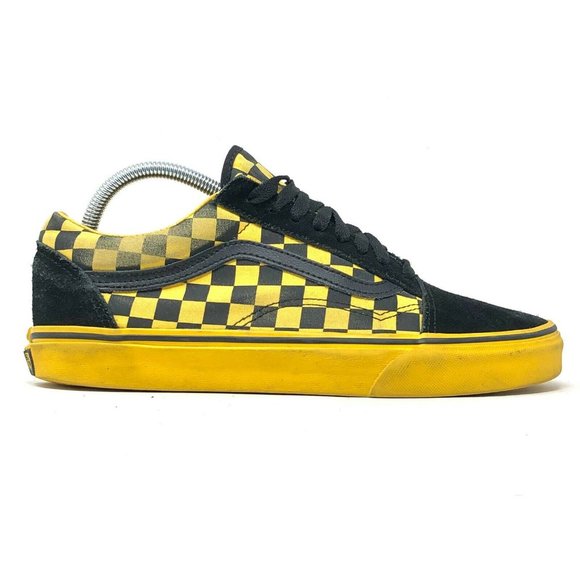 Vans Shoes | Vans Mens Old Skool 721356 Black Yellow Checker Sneaker Shoes Size M 9 W 10.5 | Color: Black/Yellow | Size: 9 | Baileyshanger's Closet